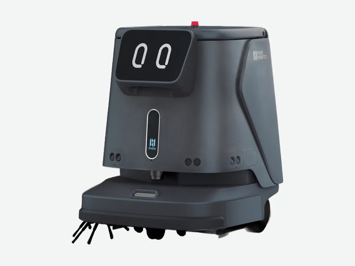 Autonomous 4-in-1 commercial cleaning robot with eye display and side brush