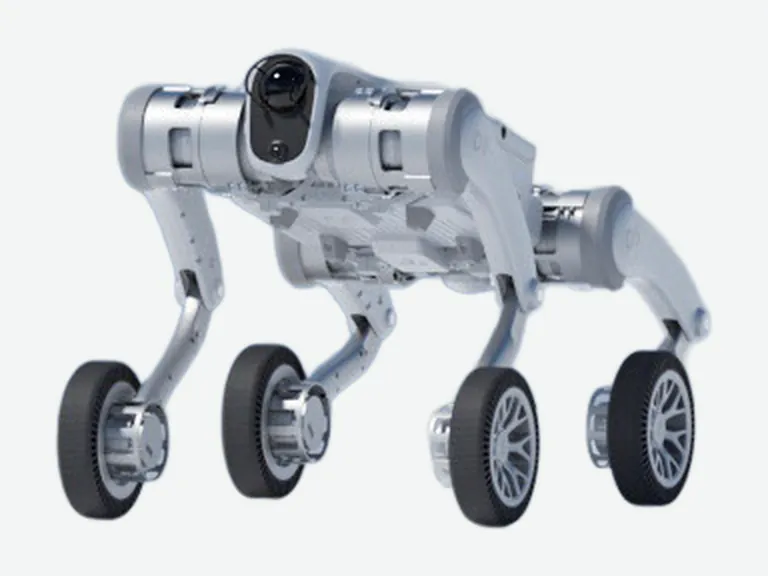 Wheel-legged all-terrain quadruped robot with a wheel at each foot